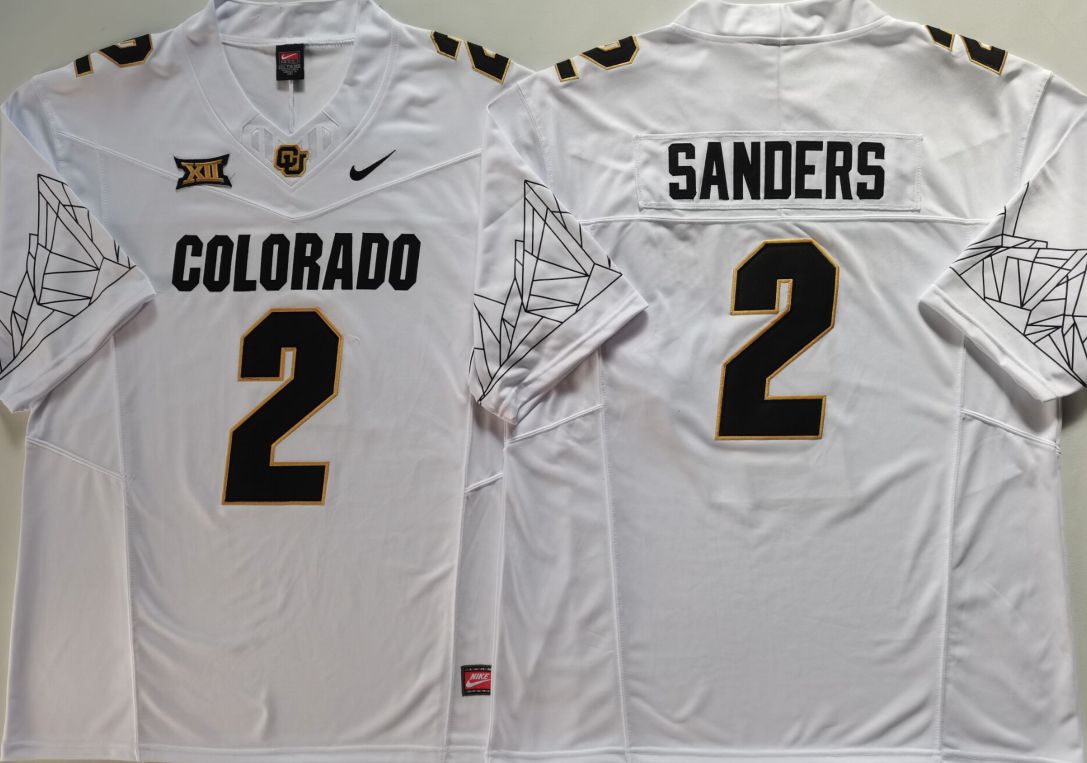 Men Colorado Buffaloes #2 Sanders White 2025 Nike Limited NCAA Jersey style 5